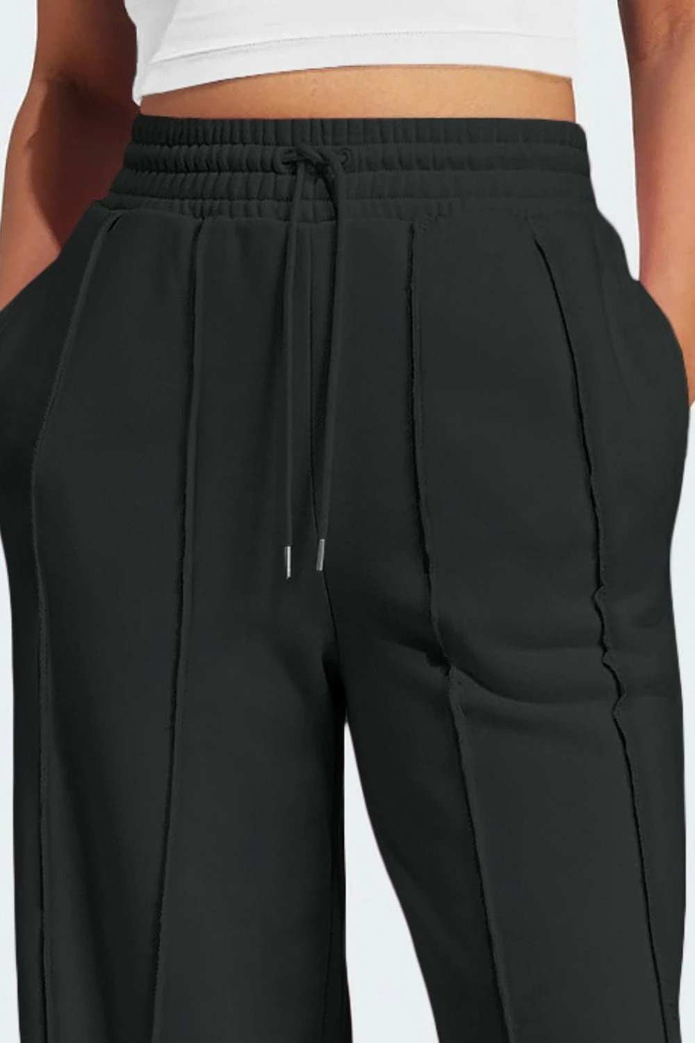 Drawstring Wide Leg Active Pants - Trendsi - Flyclothing LLC