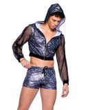 Roma Costume 6525 Shimmer Camouflage Cropped Hooded Jacket - Roma Costume - Flyclothing LLC