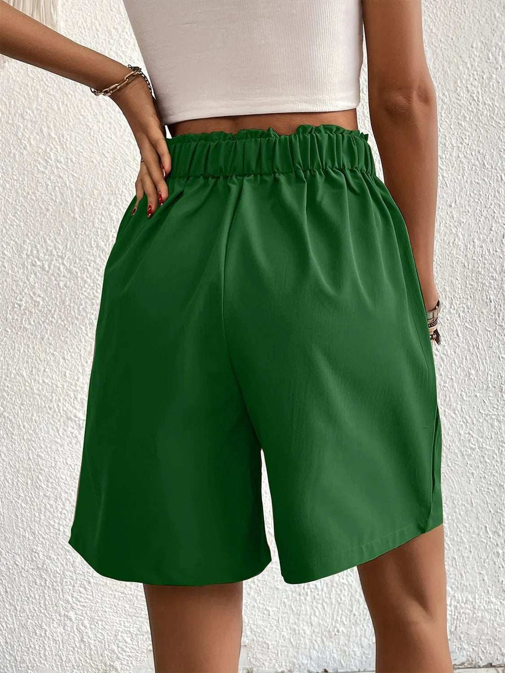 Pocketed Half Elastic Waist Shorts - Trendsi - Flyclothing LLC
