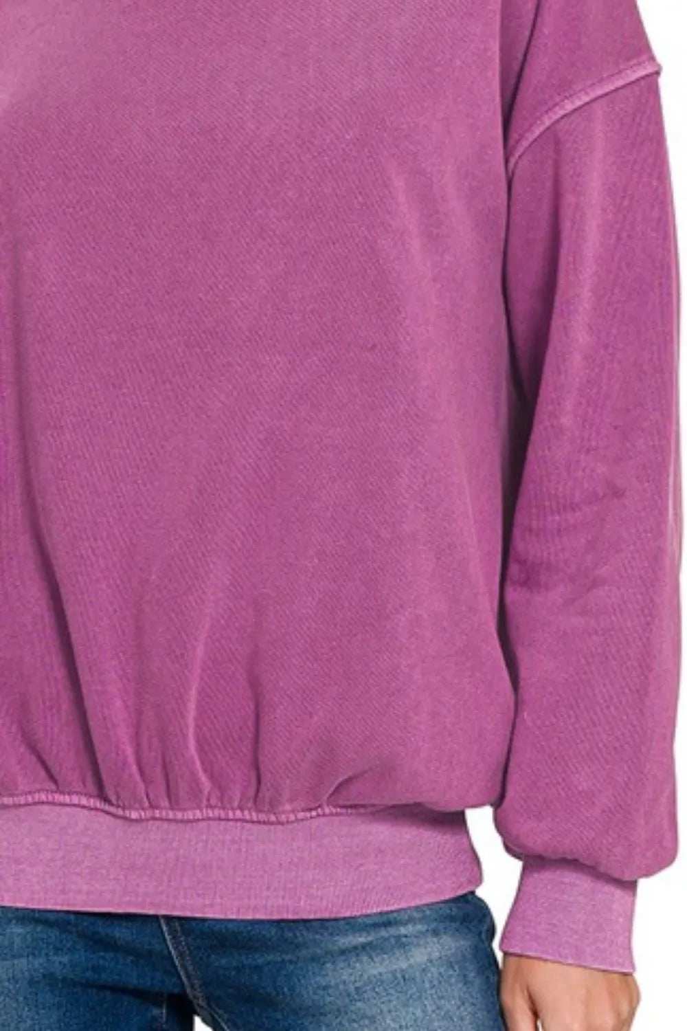 Zenana Soft Fleece Pigment Dye Round-neck Sweatshirts - Trendsi - Flyclothing LLC