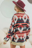 BiBi Aztec Print Mirr Mock Neck Lslv Top - Trendsi - Flyclothing LLC