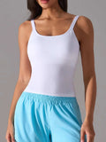 Scoop Neck Active Tank with Detachable Chest Pads - Trendsi - Flyclothing LLC