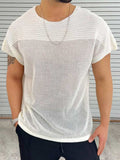 Men's Eyelet Round Neck Short Sleeve T-Shirt - Trendsi - Flyclothing LLC
