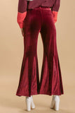 Umgee Full Size Sequin Elastic Waist Velvet Stretch Flare Leg Pants Plus Size - Trendsi - Flyclothing LLC