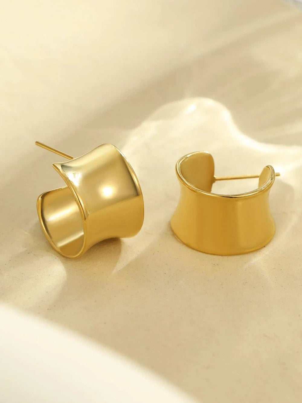 18K Gold-Plated Stainless Steel Geometric Earrings - Trendsi - Flyclothing LLC