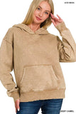 Zenana Fleece Acid Wash Kangaroo Pocket Hoodie - Trendsi - Flyclothing LLC
