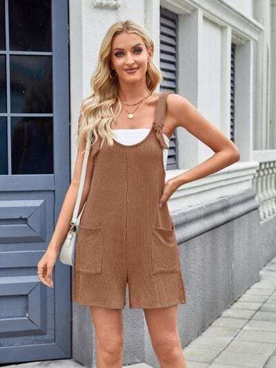 Lovelet Knotted Wide Strap Scoop Neck Overalls - Trendsi - Flyclothing LLC