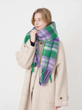 Fringe Plaid Polyester Scarf - Trendsi - Flyclothing LLC