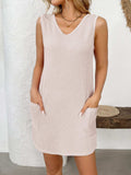 Texture Pocketed V-Neck Tank Dress - Trendsi - Flyclothing LLC