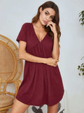 V-Neck Short Sleeve Lounge Dress - Trendsi - Flyclothing LLC