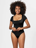 Full Size Square Neck Short Sleeve Bodysuit - Trendsi - Flyclothing LLC