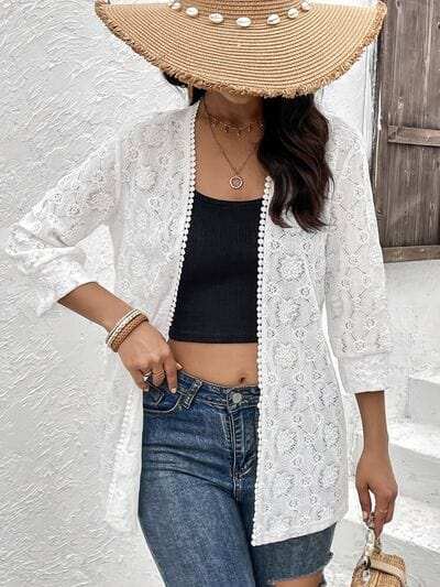 Lace Open Front Cover Up - Trendsi - Flyclothing LLC
