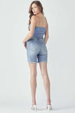 RISEN High Rise Distressed Denim Shorts - Trendsi - Flyclothing LLC