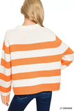 Zenana Ribbed Striped Mock Neck Sweater - Trendsi - Flyclothing LLC