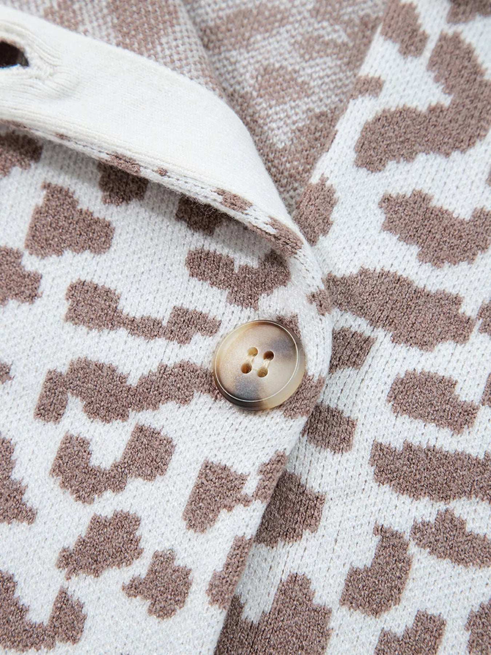 Leopard Drop Shoulder Chunky Knitted Cardigan - Trendsi - Flyclothing LLC