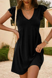 V-Neck Ruffled Cap Sleeve Dress - Trendsi - Flyclothing LLC