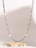 Stainless Steel Pearl Chain Necklace - Trendsi - Flyclothing LLC