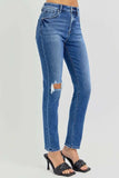 RISEN Full Size High Rise Ankle Skinny Knee Distressed Jeans - Trendsi - Flyclothing LLC