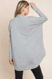 BOMBOM Open Front Long Sleeve Cocoon Cardigan - Trendsi - Flyclothing LLC