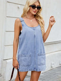 Scoop Neck Wide Strap Denim Dress - Trendsi - Flyclothing LLC