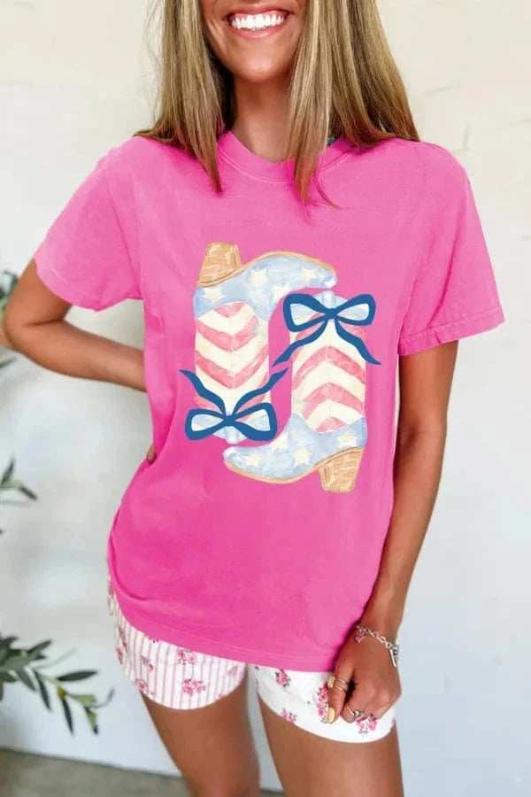 Graphic Round Neck Short Sleeve T-Shirt - Trendsi - Flyclothing LLC