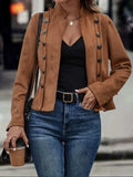 Decorative Button Open Front Long Sleeve Jacket - Trendsi - Flyclothing LLC