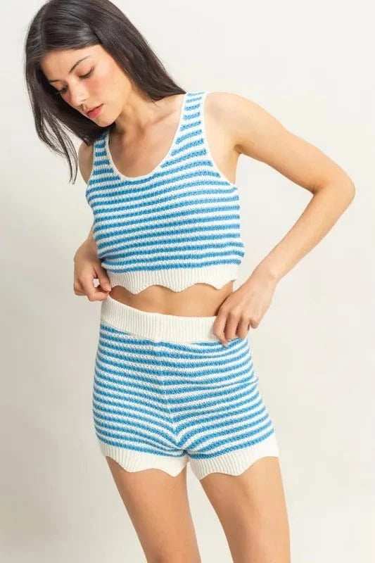 HYFVE Striped Cropped Tank and Shorts Set - Trendsi - Flyclothing LLC
