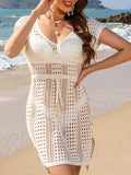 Openwork V-Neck Cap Sleeve Cover-Up - Trendsi - Flyclothing LLC