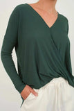 HYFVE Draped Drop Shoulder Long Sleeve Top - Trendsi - Flyclothing LLC