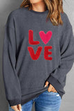 Valentine’s Day LOVE Round Neck Long Sleeve Sweatshirt - Trendsi - Flyclothing LLC