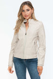 Snobbish PU Leather Biker Jacket with Side Zip Pockets - Trendsi - Flyclothing LLC