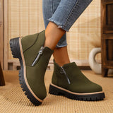 Ankle Boots with Zipper Accent - Trendsi - Flyclothing LLC