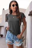 Ruffled Round Neck Cap Sleeve Blouse - Trendsi - Flyclothing LLC