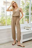 V-Neck Spaghetti Strap Sleeveless Jumpsuit - Trendsi - Flyclothing LLC