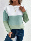 Color Block Boat Neck Sweater - Trendsi - Flyclothing LLC