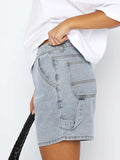 Washed High Rise Denim Shorts - Trendsi - Flyclothing LLC