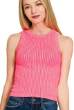 Zenana Ribbed Washed Seamless Tank Top - Trendsi - Flyclothing LLC