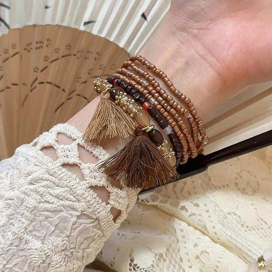 Tassel Rice Bead Bracelet - Trendsi - Flyclothing LLC