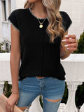 Round Neck Cap Sleeve Knit Top - Trendsi - Flyclothing LLC