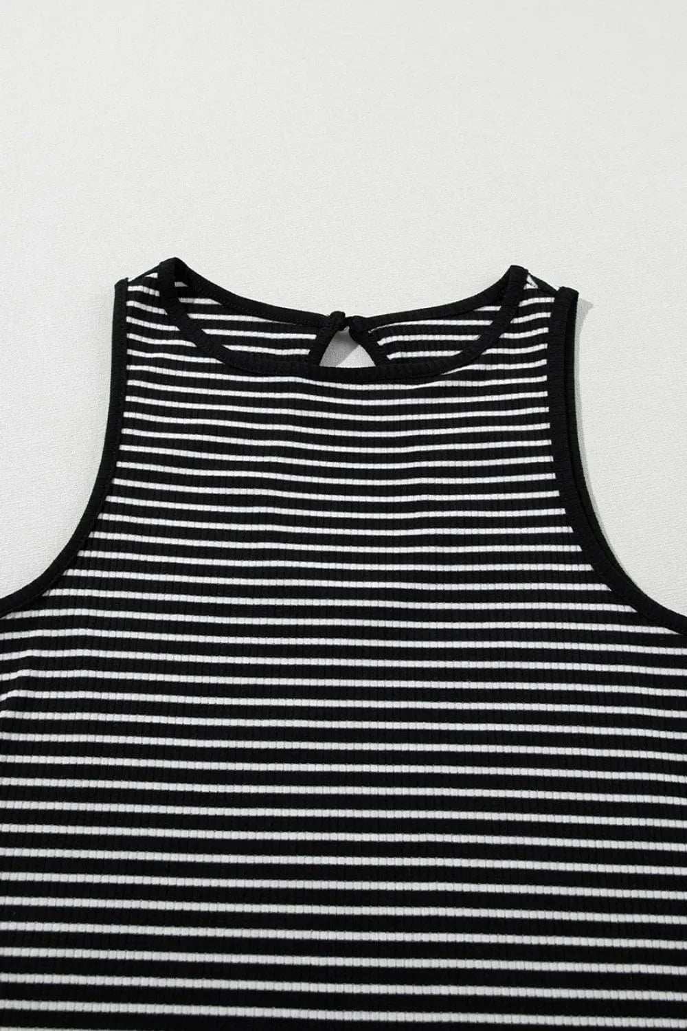 Striped Ribbed Round Neck Tank - Trendsi - Flyclothing LLC