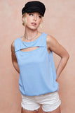 BiBi Soft Rib Knit with Cut Out Front Sleeveless Top - Trendsi - Flyclothing LLC