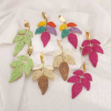 Rattan Woven Leaf Dangle Earrings - Trendsi - Flyclothing LLC