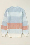 Striped Color Block Round Neck Long Sleeve Sweater - Trendsi - Flyclothing LLC