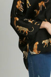 Umgee Full Size High-Low Satin Animal Print V-Neck Blouse Plus Size - Trendsi - Flyclothing LLC