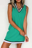 Color Contrast Trim V Neck Shift Sleeveless Mini Dress - Trendsi - Flyclothing LLC