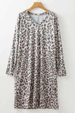 Leopard V-Neck Long Sleeve Dress - Trendsi - Flyclothing LLC