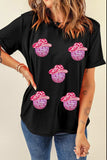 Cowboy Hat Disco Ball Patched Round Neck T-Shirt - Trendsi - Flyclothing LLC