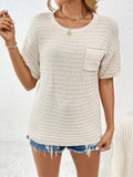 Round Neck Half Sleeve Knit Top - Trendsi - Flyclothing LLC