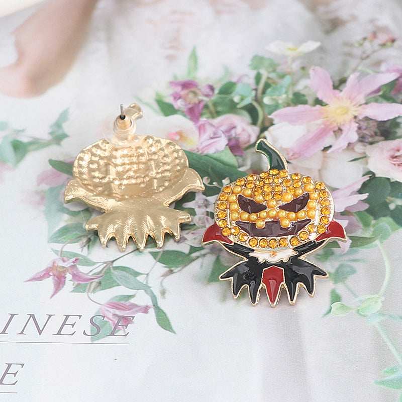Demon Pumpkin Rhinestone Alloy Earrings - Trendsi - Flyclothing LLC