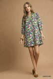 Umgee Boho Floral Balloon Sleeve Mini Dress - Trendsi - Flyclothing LLC
